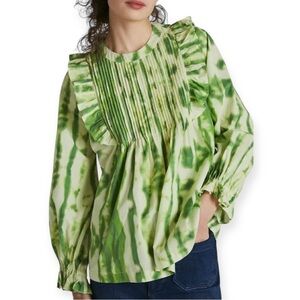 Anthropologie Samant Chauhan Emilia Ruffled Tie-Dye Blouse Women's Size M